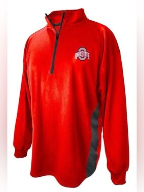 Ohio state Red Quarter-Zip Pullover with Black Trim